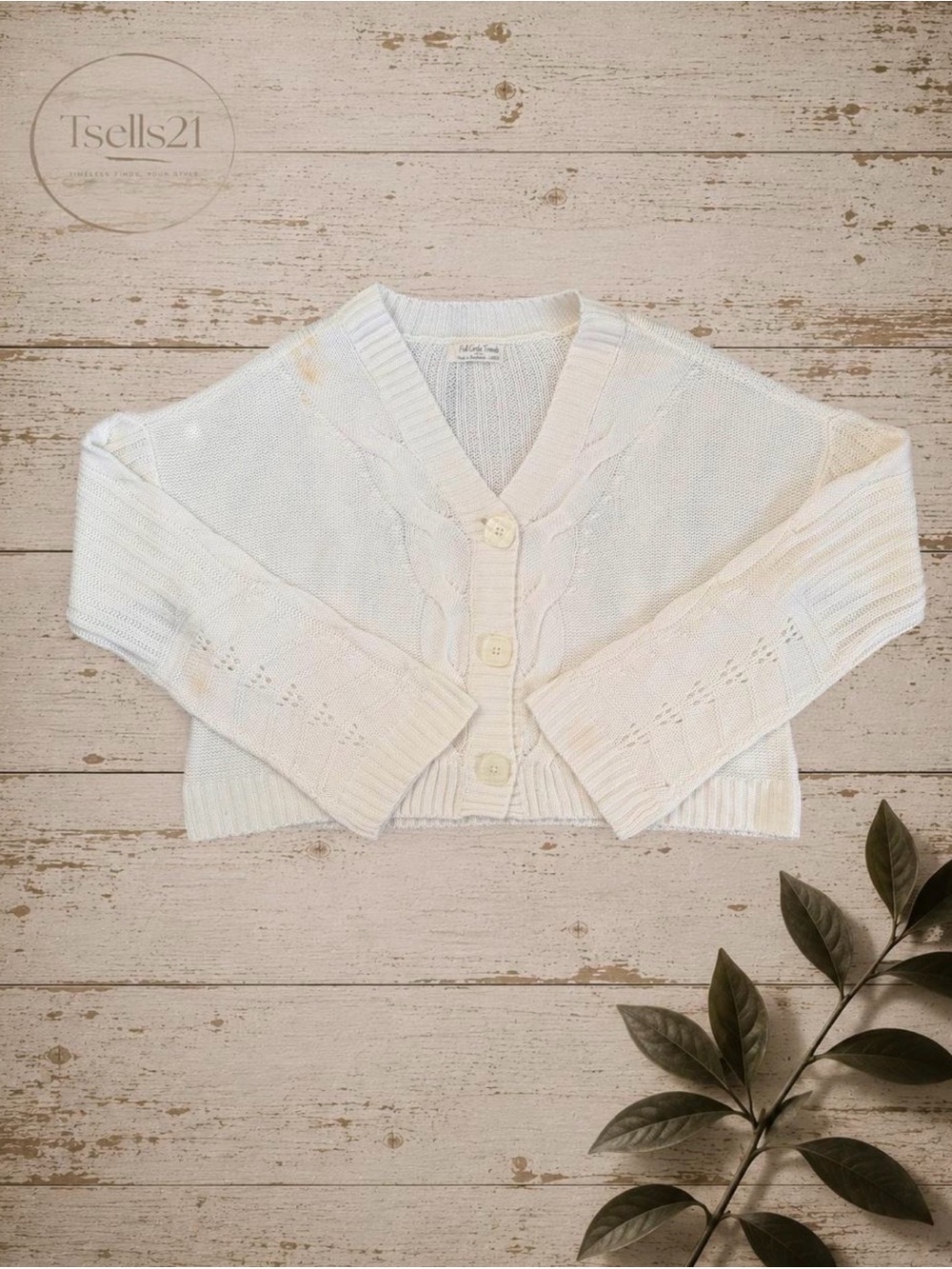 Full Circle Trends Cream Knit Cardigan - Size L